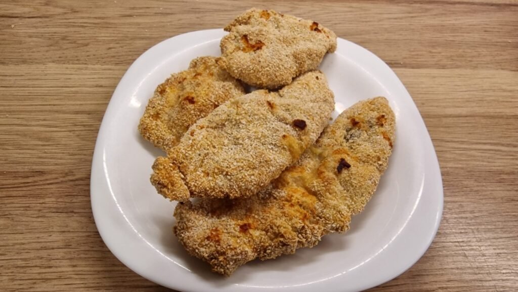 Air fryer chicken cutlet on plate