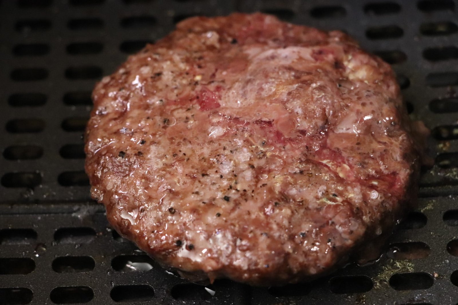 Hamburger meat patties cooked in airfryer