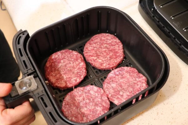 hamburger meatballs in airfryer meatballs on a tray