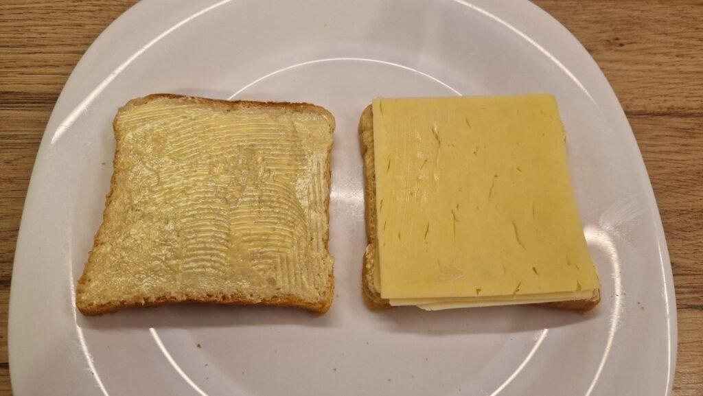 Air fryer grilled cheese preparation 1