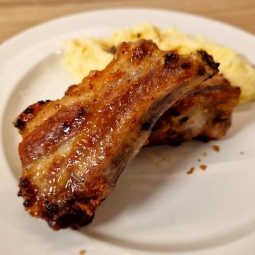 Air fryer ribs with mashed potatoes